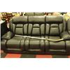 Image 3 : NEW BLACK PERFORATED LEATHER RECLINING SOFA W LOVE
