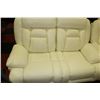 Image 2 : NEW WHITE PERFORATED LEATHER RECLINING SOFA W LOVE