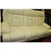 Image 3 : NEW WHITE PERFORATED LEATHER RECLINING SOFA W LOVE