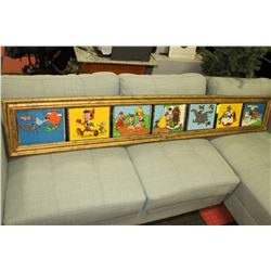 FRAMED DISNEY CLOTH PRINTS, 1930-50