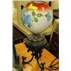 Image 1 : UNIQUE OIL LAMP WITH  HAND PAINTED GLASS SHADE