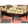 Image 1 : DARK TONE MIRROR TOP OVAL COFFEE TABLE W/ DRAWERS