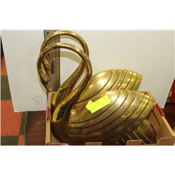 2 LARGE BRASS SWANS