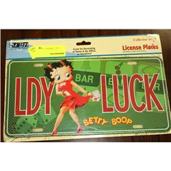 BETTY BOOP LADY LUCK LICENSE PLATE