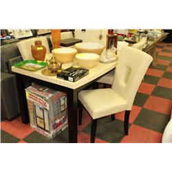 NEW FAUX GRANITE TABLE W 4 LEATHERETTE SIDECHAIRS