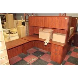 WOOD TONE CORNER DESK W HUTCH