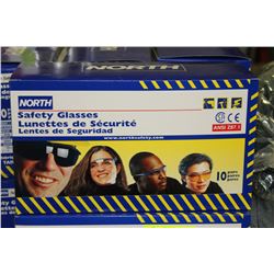 PK OF 10 NORTH SAFETY GLASSES