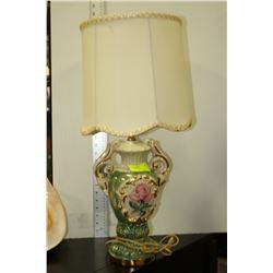 HAND PAINTED PORCELAIN LAMP WITH SHADE