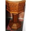 Image 1 : SOLID OAK WITH MARBLE TOP BAPTISMAL FONT