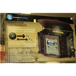 WOODEN MUSIC CENTRE W/CD PLAYER, CASSETTE AND
