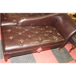 NEW BROWN LEATHERETTE STORAGE CHAISE LOUNGE CHAIR