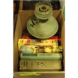 ESTATE BOX WITH 3 ZANE GRAY, 2 ROY ROGERS BOOKS