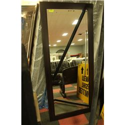 LARGE WOOD FRAMED & BEVELLED MIRROR