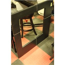 BLACK LEATHERETTE FRAMED MIRROR