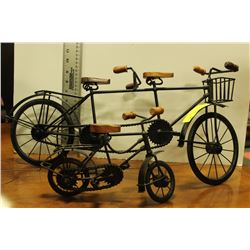 PAIR OF METAL & WOOD BICYCLE ORNAMENTS