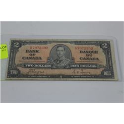 1937 CANADIAN TWO DOLLAR BANKNOTE