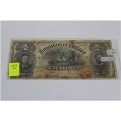 1898 CANADIAN ONE DOLLAR BANKNOTE - ONES CURVED