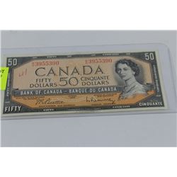 1954 CANADIAN 50 DOLLAR BANKNOTE