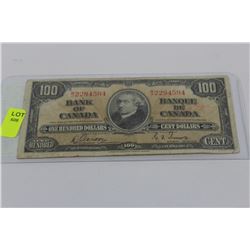 1937 CANADIAN 100 DOLLAR BANKNOTE