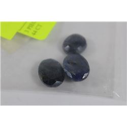 3 PIECE NATURAL BLUE SAPPHIRE - 44 CT