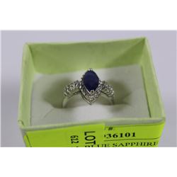 NATURAL BLUE SAPPHIRE .925 SILVER RING - SIZE 7