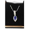 Image 1 : NATURAL BLUE SAPPHIRE PENDANT ON .925 SILVER CHAIN