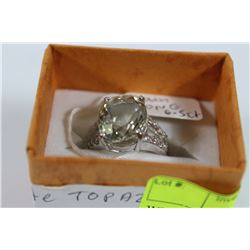 NATURAL WHITE TOPAZ .925 SILVER RING - SIZE 8.5
