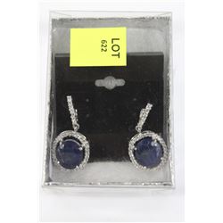 NATURAL BLUE SAPPHIRE SILVER DANGLE STYLE EARRINGS