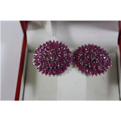 STERLING SILVER AND NATURAL RUBY EARRINGS