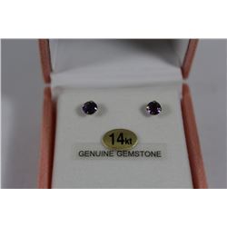 PAIR OF AMETHYST 14K WHITE GOLD EARRINGS