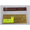 Image 1 : 99.9% PURE GOLD FOIL $10,000 BANKNOTE WITH COA