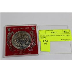 CHARLES & DI WEDDING SOUVENIR MEDAL