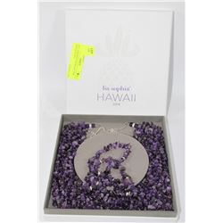 GENUINE. AMETHYST NECKLACE AND BRACELET SET