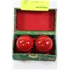 Image 1 : PAIR OF RED ENAMEL CHINESE HEALING BALLS