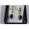 Image 1 : #18  STERLING SILVER BLUE SAPPHIRE DANGLE EARRINGS