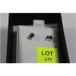 STERLING 925 SILVER EARRINGS, RHODOLITE GARNETS