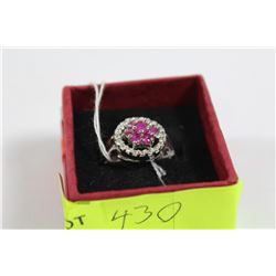 SILVER AND RUBY RING SIZE 6.5