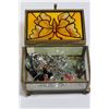 Image 1 : BUTTERFLY TRINKET BOX WITH CONTENTS