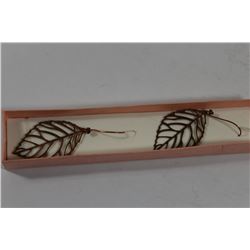 HAND CRAFTED SOLID COPPER OPEN WORK LEAF EARRINGS