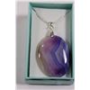 Image 1 : HAND CRAFTED PURPLE STRIPED AGATE PENDANT ON A