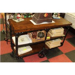 NEW WOOD AND METAL TEA CART/ SOFA TABLE