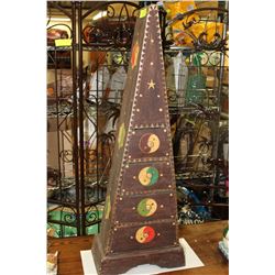 TRIANGLE SHAPED WOODEN JEWELLERY BOX W/ 4 DRAWER