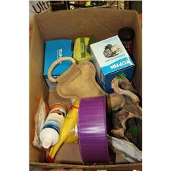 BOX OF ASSORTED PET SUPPLIES