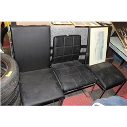 3 BLACK LEATHERETTE AND CHROME SIDECHAIRS