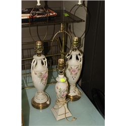 SET OF 3 ESTATE VINTAGE LAMPS NO SHADES