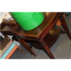 PAIR OF ANTIQUE 2 TIER WOODEN END TABLES