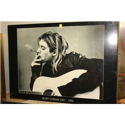 LARGE 31 X 26 KURT COBAIN ON WOOD BASE