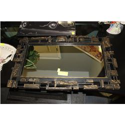RUSTIC ABSTRACT FRAMED MIRROR