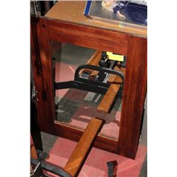 BROWN WOOD FRAMED MIRROR - 22" X 28"