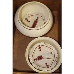 UKRAINIAN PYROHY BOWL, BEAN POT & WALL PLATES